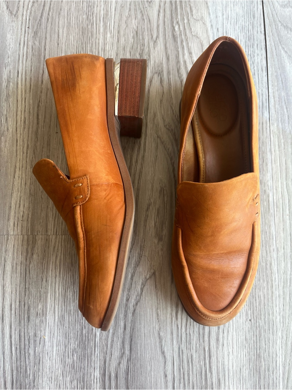 Franco Sarto Cognac Leather Loafers